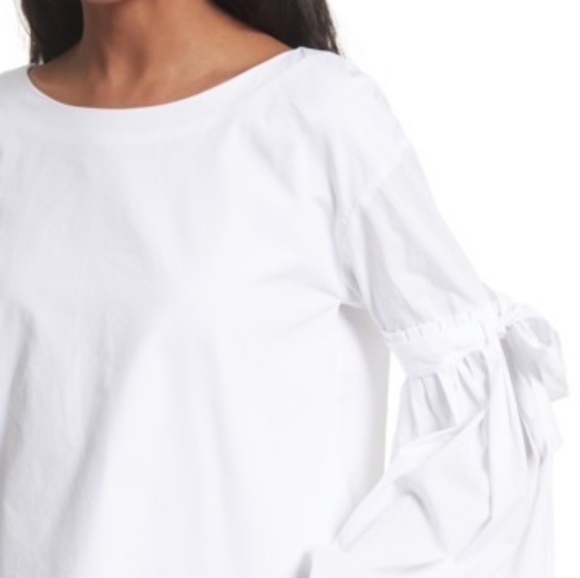 Free People Bell Sleeve White Top Tie Sleeve XS - Picture 3 of 7
